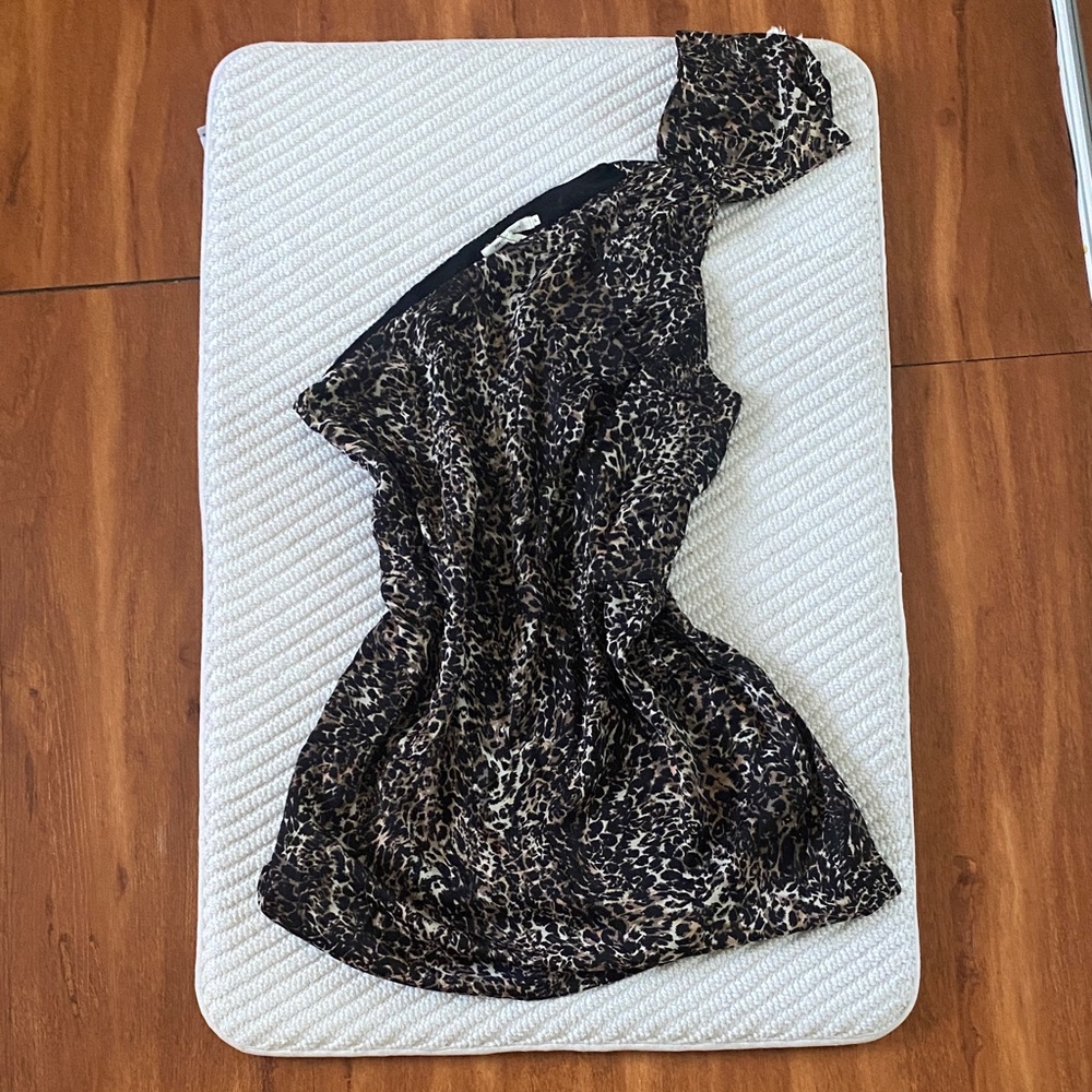 NWT Avec Les Filles Leopard Print One-Shoulder Dress, Size L
